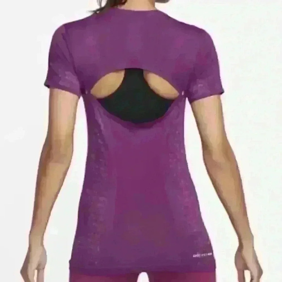 NWT Womens Nike Dri-FIT ADV Short-Sleeve Aura Blue White Open-back Size L - Picture 2 of 9